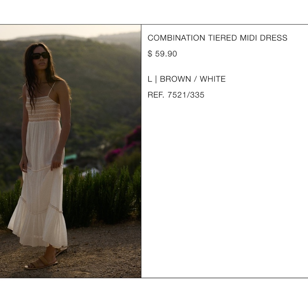 Zara Combination Tiered Midi Dress L BROWN / WHITE
REF. 7521/335 - Picture 2 of 9